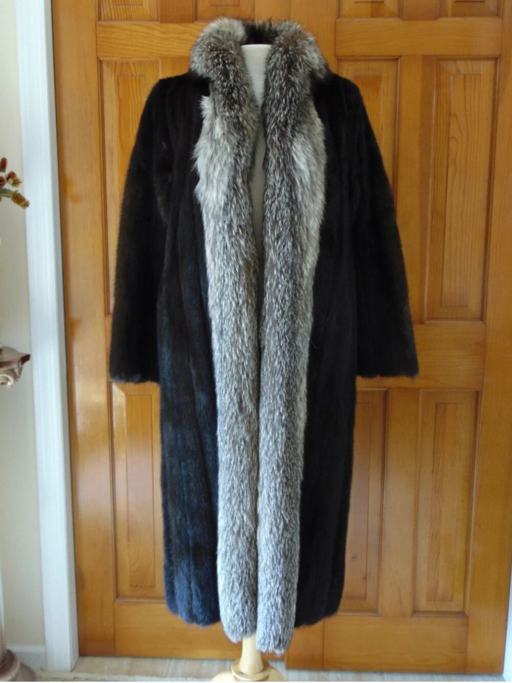Vintage Brown Mink Coat: Silver Fox Tuxedo Trim, J. Allan Furs